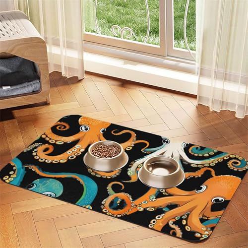 Saugfähige Leder-Tischdecke für Hunde und Katzen, mit Oktopus-Aufdruck, Futtermatte aus Leder für Hunde und Katzen Saugfähige Leder-Tischdecke für Hunde und Katzen, mit Oktopus-Aufdruck, Futtermatte aus Leder für Hunde und Katzen von LXqlSS