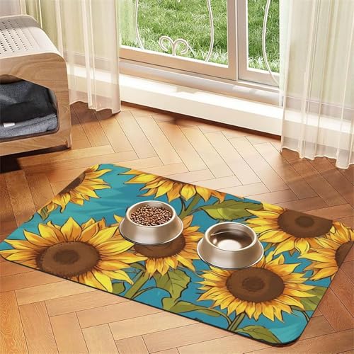 Saugfähige Leder-Tischdecke für Hunde und Katzen, mit Sonnenblumen-Aufdruck, Futtermatte aus Leder für Hunde und Katzen Saugfähige Leder-Tischdecke für Hunde und Katzen, mit Sonnenblumen-Aufdruck, Futtermatte aus Leder für Hunde und Katzen von LXqlSS