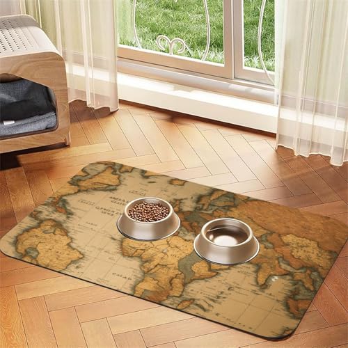Saugfähige Leder-Tischdecke für Hunde und Katzen, mit Weltkarten-Aufdruck, Futtermatte aus Leder für Hunde und Katzen Saugfähige Leder-Tischdecke für Hunde und Katzen, mit Weltkarten-Aufdruck, Futtermatte aus Leder für Hunde und Katzen von LXqlSS