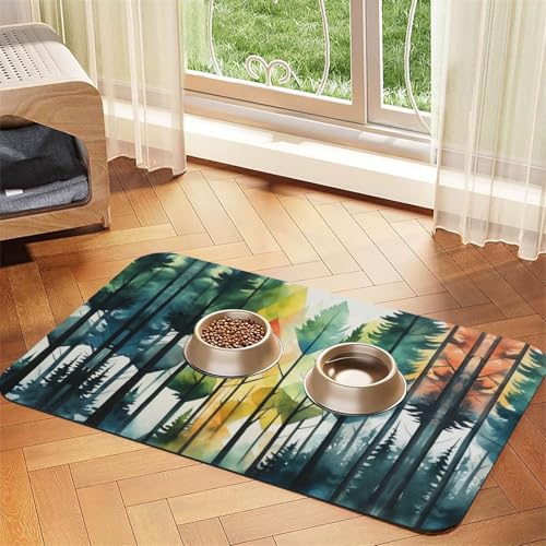 Saugfähige Leder-Tischdecke mit Baum-Kunstdruck für Hunde und Katzen, Futtermatte aus Leder für Hunde und Katzen Saugfähige Leder-Tischdecke mit Baum-Kunstdruck für Hunde und Katzen, Futtermatte aus Leder für Hunde und Katzen von LXqlSS