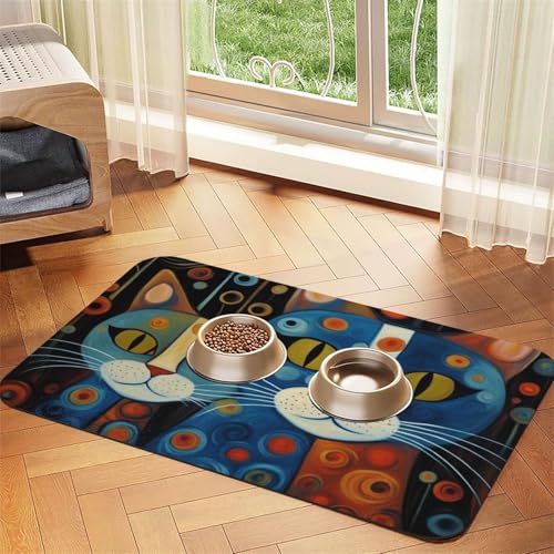 Saugfähige Leder-Tischdecke mit Cartoon-Katzen-Aufdruck, für Hunde und Katzen, Futtermatte aus Leder für Hunde und Katzen Saugfähige Leder-Tischdecke mit Cartoon-Katzen-Aufdruck, für Hunde und Katzen, Futtermatte aus Leder für Hunde und Katzen von LXqlSS