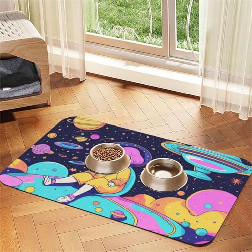 Saugfähige Leder-Tischdecke mit Cartoon-Weltraum-Druck, für Hunde und Katzen, Futtermatte aus Leder für Hunde und Katzen Saugfähige Leder-Tischdecke mit Cartoon-Weltraum-Druck, für Hunde und Katzen, Futtermatte aus Leder für Hunde und Katzen von LXqlSS