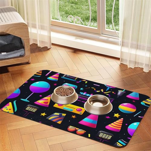 Saugfähige Leder-Tischdecke mit Einhorn-Motiv für Hunde und Katzen, Futtermatte aus Leder für Hunde und Katzen von LXqlSS