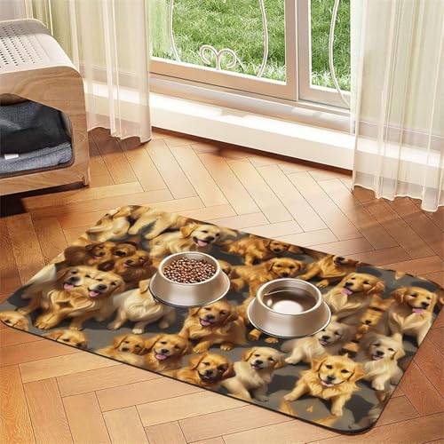 Saugfähige Leder-Tischdecke mit Golden Retriever-Aufdruck für Hunde und Katzen, Futtermatte aus Leder für Hunde und Katzen Saugfähige Leder-Tischdecke mit Golden Retriever-Aufdruck für Hunde und Katzen, Futtermatte aus Leder für Hunde und Katzen von LXqlSS