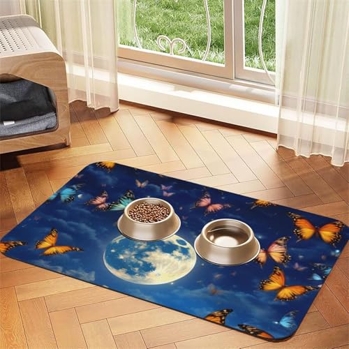 Saugfähige Leder-Tischdecke mit tanzendem Schmetterlings-Aufdruck, für Hunde und Katzen, Futtermatte aus Leder für Hunde und Katzen Saugfähige Leder-Tischdecke mit tanzendem Schmetterlings-Aufdruck, für Hunde und Katzen, Futtermatte aus Leder für Hunde und Katzen von LXqlSS