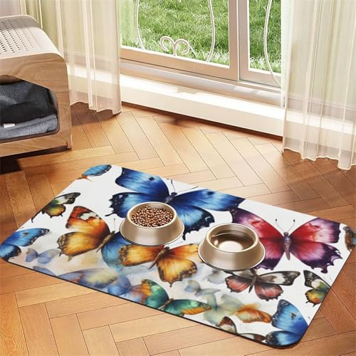 Schöne saugfähige Leder-Tischdecke mit Schmetterlingsmotiv für Hunde und Katzen, Futtermatte aus Leder für Hunde und Katzen Schöne saugfähige Leder-Tischdecke mit Schmetterlingsmotiv für Hunde und Katzen, Futtermatte aus Leder für Hunde und Katzen von LXqlSS