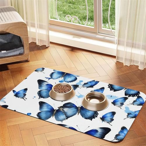 Schöne saugfähige Leder-Tischdecke mit Schmetterlingsmotiv für Hunde und Katzen, Futtermatte aus Leder für Hunde und Katzen Schöne saugfähige Leder-Tischdecke mit Schmetterlingsmotiv für Hunde und Katzen, Futtermatte aus Leder für Hunde und Katzen von LXqlSS
