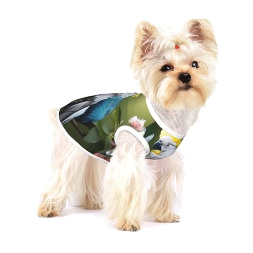Schönes Hundehemd mit Kakadu-Vogel-Blumendruck, Hunde-Shirt, Weste für kleine Rassen wie Chihuahuas, Yorkies und Welpen Schönes Hundehemd mit Kakadu-Vogel-Blumendruck, Hunde-Shirt, Weste für kleine Rassen wie Chihuahuas, Yorkies und Welpen von LXqlSS