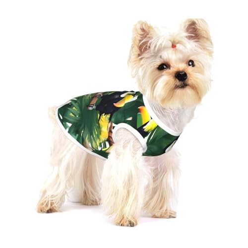 Tukane, Papageienpalmenblätter, Hunde-Shirt, Weste für kleine Rassen wie Chihuahuas, Yorkies und Welpen Tukane, Papageienpalmenblätter, Hunde-Shirt, Weste für kleine Rassen wie Chihuahuas, Yorkies und Welpen von LXqlSS