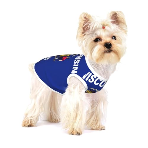 Wisconsin Hundehemd mit Staatsflagge, für kleine Rassen wie Chihuahuas, Yorkies und Welpen von LXqlSS