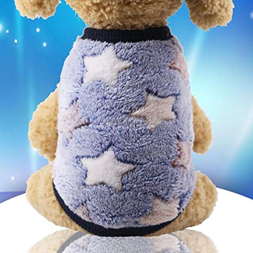 LY Warme Hunde- und Katzen-Haustier-Kleidung, Winter-Haustierbedarf, Flanell, Cartoon-Kostüm, Teddy, Zwergspitz, Pudel, Hundeweste, Outfits (M: 4030 cm, dunkelblaue Sterne) von LY