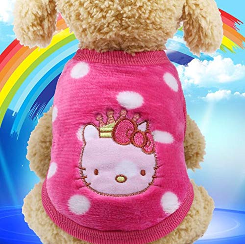 LY Warme Hunde- und Katzen-Kleidung aus weichem Fleece für den Winter, Haustierbedarf, Flanell, Cartoon-Kostüm, Teddy, Pomeranian Pudel, Hundeweste, Outfits (XS, 3020 cm, rosa KT Katze) von LY