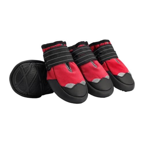 LYCICILI hundeschuhe Reflektierende und spritzwassergeschützte Hundeschuhe mit weichen Sohlen, geeignet for Outdoor-Reisen Kleiner, mittlerer und großer Hunde (Color : Red, Size : 8#) von LYCICILI