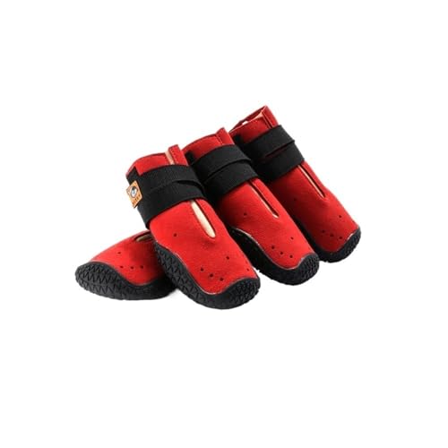 LYCICILI hundeschuhe Set mit 4 rutschfesten, Wasserdichten, bequemen, atmungsaktiven Hundeschuhen for kleine, mittelgroße und große Haustierschuhe im Innen- und Außenbereich (Color : Red, Size : 4) von LYCICILI