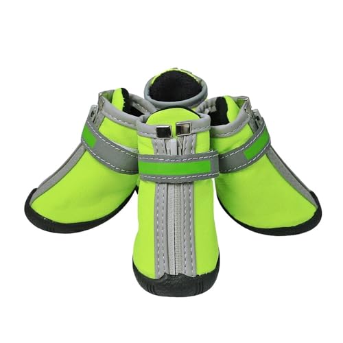 LYCICILI hundeschuhe wasserdichte, rutschfeste Winter-Hundeschuhe, reflektierende Haustier-Regenstiefel, Schuhe for kleine große Hunde, Größe 5 (Color : Green, Size : 3) von LYCICILI