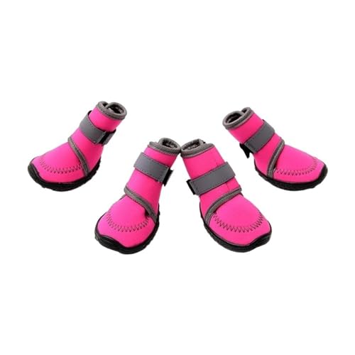 LYCICILI hundeschuhe wasserdichte Anti-Rutsch-Hundeschuhe, Chihuahua-Welpen-Wanderschuhe, orangefarbene Hunde-Schneestiefel for mittelgroße Hunde und große Hunde (Color : Rose Red, Size : 3) von LYCICILI