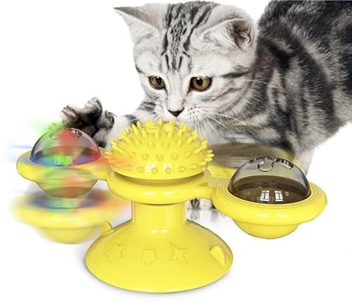 LYCICILI katzenminze Spielzeug Windmühle dreht Katzenspielzeugkarussell, neckende Katze kratzt Haare reiben Instrument Katzenbürste Heimtierbedarf (Color : B, Size : 69 * 75 * 158mm) von LYCICILI
