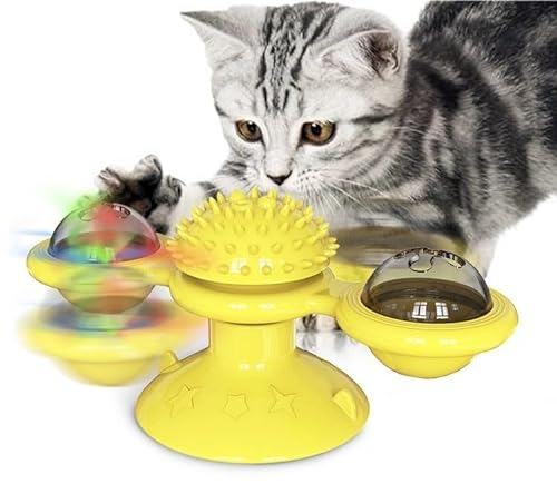 LYCICILI katzenminze Spielzeug Windmühle dreht Katzenspielzeugkarussell, neckende Katze kratzt Haare reiben Instrument Katzenbürste Heimtierbedarf (Color : B, Size : 69 * 75 * 158mm) von LYCICILI