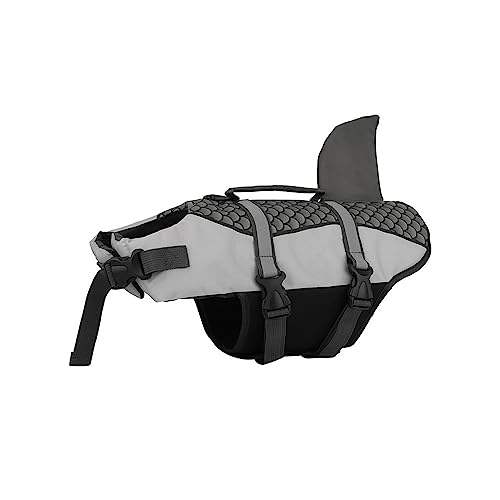 LYCICILI schwimmweste Hund mittel Haustier Hund Schwimmweste Weste Kleidung Schwimmweste Halsband Geschirr, Haustier Schwimmen Sommer Badebekleidung Schuppen Hai (Color : Gray, Size : XXL) von LYCICILI