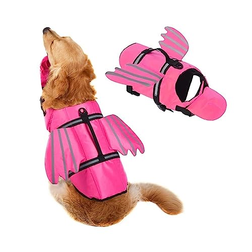LYCICILI schwimmweste Hund mittel Hunde-Schwimmweste, reflektierende Haustier-Schwimmweste, Kontrollgriff, Welpen-Schwimmweste, Sommerkleidung for Wassersicherheit (Color : Red, Size : M) von LYCICILI