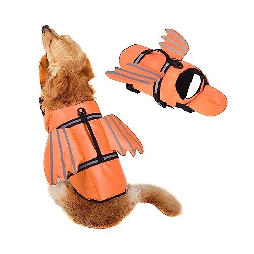 LYCICILI schwimmweste Hund mittel Hunde-Schwimmweste, reflektierende Haustier-Schwimmweste, Kontrollgriff, Welpen-Schwimmweste, Sommerkleidung for Wassersicherheit (Color : Yellow, Size : L) von LYCICILI