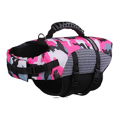 LYCICILI schwimmweste Hund mittel Hundeschwimmweste, hoher Auftrieb, Sommer-Haustier, verstellbare Sicherheits-Tarnung, reflektierende Hundekleidung mit Rettungsgriff (Color : Bule, Size : XL) von LYCICILI