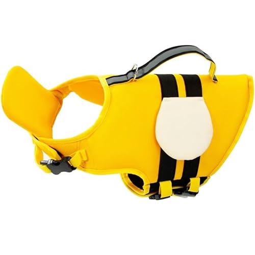 LYCICILI schwimmweste Hund mittel Sommerschwimmende Dinosaurier-Schwimmwesten for Haustiere, geeignet for Auftriebswesten for kleine und mittelgroße Hunde (Color : Yellow, Size : XXL) von LYCICILI