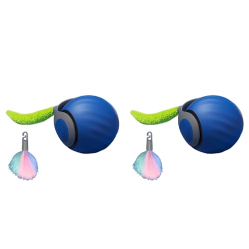 LYEAA Automatisches Katzenspielzeug, Ball, Zwei Geschwindigkeitsanpassungen, Katzenspielzubehör (blau) von LYEAA