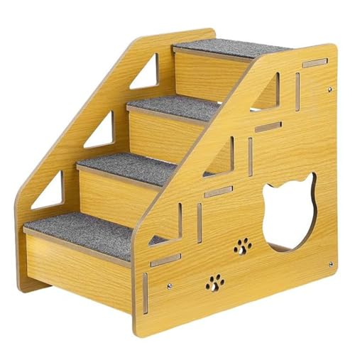LYEAA Haustier Holztreppe 4 Stufen Rutschfeste Hunde- und Katzen-Teppichleiter 4-stufig Haustierleiter für Betten LYEAA Haustier Holztreppe 4 Stufen Rutschfeste Hunde- und Katzen-Teppichleiter 4-stufig Haustierleiter für Betten von LYEAA