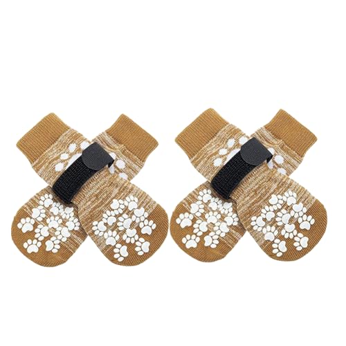 LYEAA Hundesocken, rutschfest, Pfotensocken mit verstellbaren Riemen, für Hartholzböden und Pfotenschutz, 4 Stück von LYEAA
