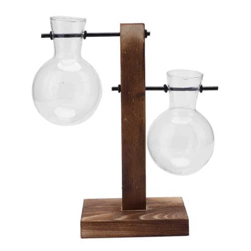 LYEAA-Pflanzen-Terrarium mit Holzständer Anlagen-Propagation Station Glühbirnenhydroponischer Pflanzen Vase für Home Office Decoration Liebhaber Geschenke (Vase Frame-B) von LYEAA