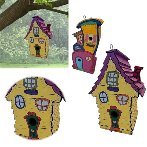 LYEAA Vogelhaus aus Holz, atmungsaktiv, Cartoon-Farbe, Vogelnest für Ruheplatz (Stil B) von LYEAA