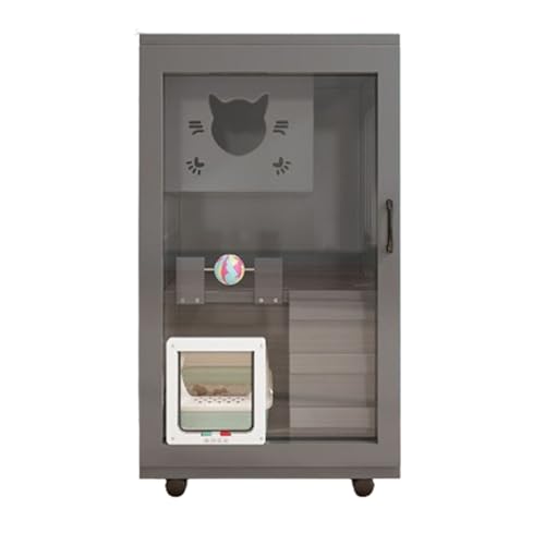Extra großes, geräumiges Katzenhaus, Robustes und langlebiges Katzenhaus mit geräuschlosen Scharnieren für den Innenbereich (Gray 90 * 60 * 60) von LYFDPN