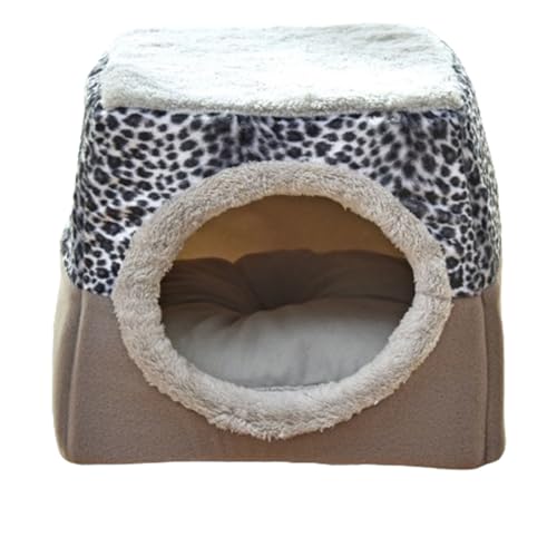 Katzenhaus mit Rutschfester Unterseite, EIN Katzenhaus mit doppeltem Verwendungszweck, verschleißfest und beißfest für den Innenbereich (Gray Leopard Print L) von LYFDPN
