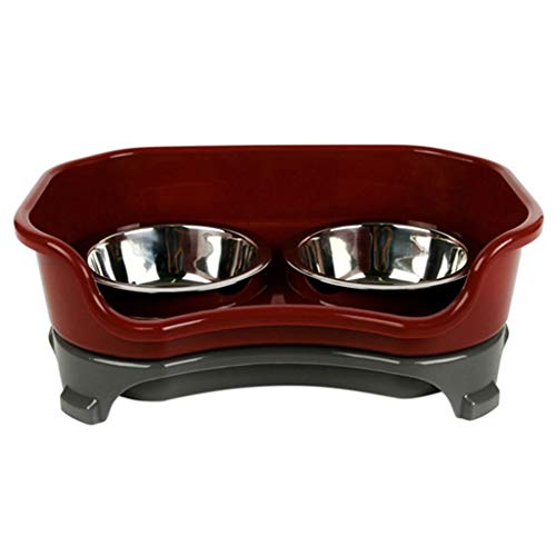 LYJIN Pet Feeder Doppel Bowl, Edelstahl Hundenapf Katzennapf Doppel-Becken Splash-Proof Hals Futternapf für Katzen geeignet und kleine und mittlere Hunde von LYJIN