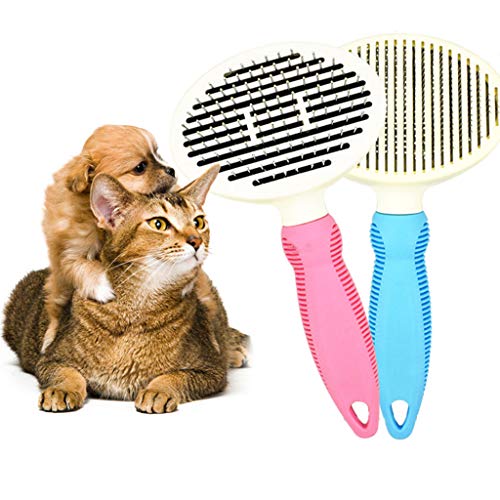 LYJIN Pet Grooming Pinsel, 2Pcs Selbstreinig Pet Push-Haar-Haarentfernung Kamm Katze und Hund Grooming-Nadel-Kamm-Bürsten-Haustier Shaver von LYJIN