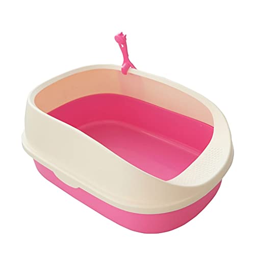 Katzentoilette, bruchsicher, langlebig, halbgeschlossen, spritzsicher, kleine Katzentoilette mit Schaufel für Katzenbedarf, leicht zu reinigen, kein Geruch, Farbe: Pink von LYLY