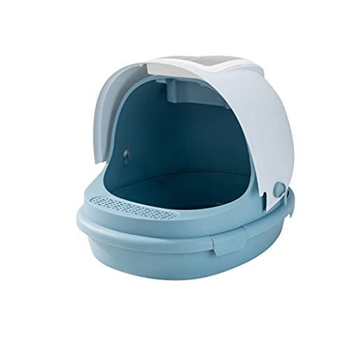 Katzentoilette, groß, komplett geschlossen, spritzwassergeschützt, mit Katzenstreuschaufel, Katzenzubehör für schnelle Reinigung, leicht zu reinigen, geruchsneutral, Farbe: Blau von LYLY