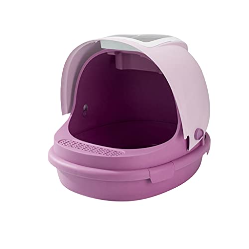 Katzentoilette, groß, komplett geschlossen, spritzwassergeschützte Katzentoilette mit Katzenstreuschaufel, Katzenzubehör für schnelle Reinigung, leicht zu reinigen, geruchsneutral, Farbe: Pink von LYLY