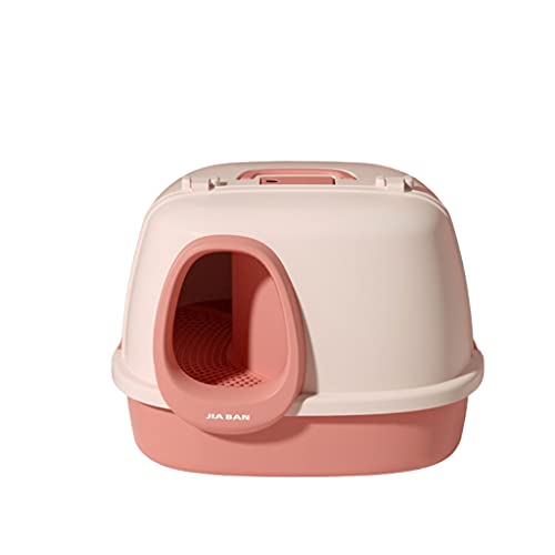 Katzentoilette im Korridor-Stil, komplett umschlossen, spritzwassergeschützt, großer Raum, Katzentoilette mit Schaufel für Katzen, leicht zu reinigen, kein Geruch, Farbe: Pink von LYLY
