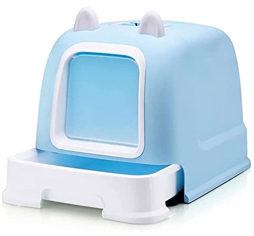 Katzentoilette komplett geschlossene Geruchsisolierung, Doppeltür-Design, tragbare Katzentoilette für Katzen, leicht zu reinigen, kein Geruch, Farbe: Blau von LYLY