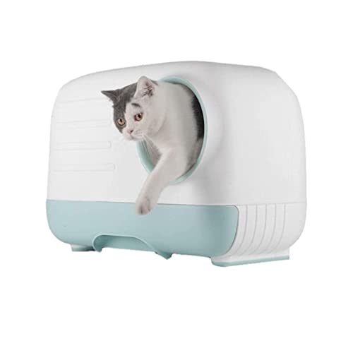 Katzentoilette mit Deckel, selbstreinigend, wiederverwendbar, Deodorant, spritzwassergeschützt, große Katzentoilette mit Induktionsdesodorierung, einfach zu reinigen, geruchsneutral, Farbe: Blau von LYLY