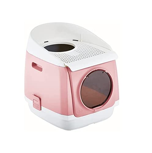 Katzentoilette mit geschlossener Doppeltür, zusammenklappbar, Deodorant, geschmacklos, Katzentoilette mit Katzenklo für Katzenbedarf, leicht zu reinigen, geruchsneutral, Farbe: Pink von LYLY