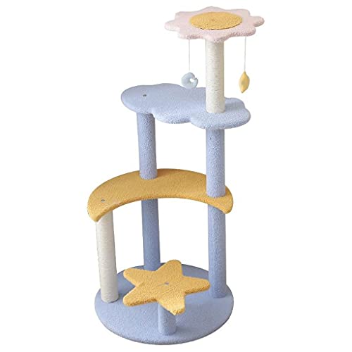 LYLY Katzenbaum, mehrstöckiger Katzenhaus-Turm, Möbel mit Sisalbezogenen Kratzstämmen und hängenden Spielzeug-Sitzstangen aus Plüsch für Katzen zum Entspannen von LYLY