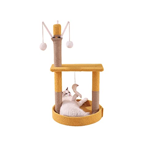 LYLY Katzenbaum Katzenturm mit Natursisal-Kratzstämmen, Katzenaktivitätsplattform Möbel mit Hängespielzeug für Kätzchen kleine Katzen entspannen von LYLY