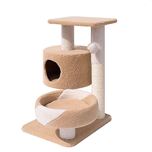 LYLY Kratzbaum, 75 cm großer Katzenturm mit Sockel für Indoor-Katzen, mehrstöckiges Katzenhaus mit Kratzstämmen für Kätzchen zum Spielen und Ausruhen (Farbe: A) von LYLY
