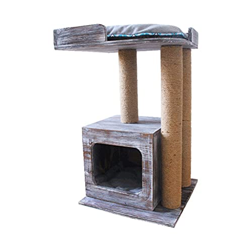 LYLY Kratzbaum für Katzen, 69,8 cm, mit modernem Katzenhaus, Versteck für drinnen und draußen, zum Entspannen von LYLY