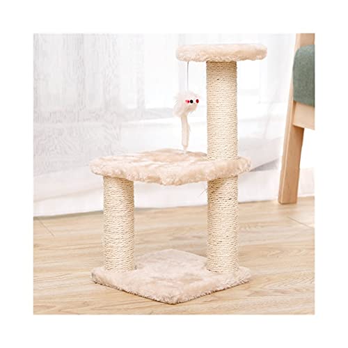 LYLY Kratzbaum für kleine Katzen, Klettergerüst, Klettergerüst mit Hängematten-Tisch, Haustier-Katzenspielhaus zum Entspannen (Farbe: Beige, Größe: 20 x 20 x 40 cm) von LYLY