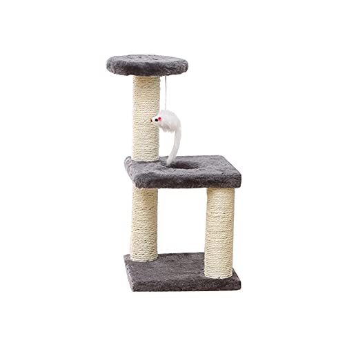 LYLY Kratzbaum für kleine Katzen, Klettergerüst, Klettergerüst mit Hängematten-Tisch, Spielzeug für Katzen, Spielhaus für Kätzchen (Farbe: Grau, Größe: 20 x 20 x 40 cm) von LYLY