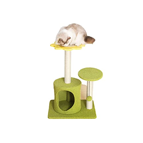 LYLY Kratzbaum mit mehreren Ebenen und Sisalüberzogenen Kratzstämmen mit niedlichem Spielzeug für Kätzchen, Katzen und Haustiere zum Entspannen von LYLY